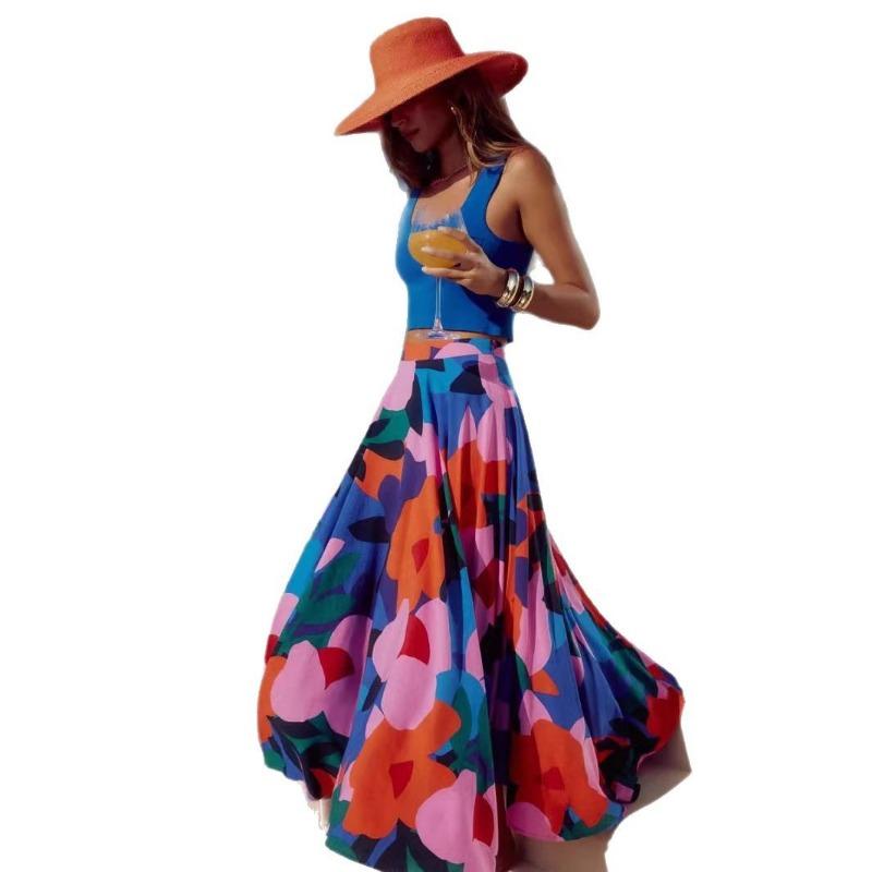 Fustă de vacanță cu imprimeu boho pentru femei