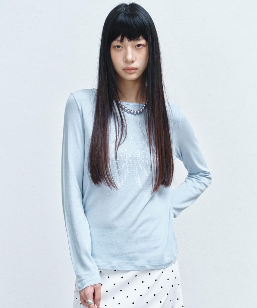 Nigaennikol Pixel Butterfly Graphic Top_Sky Blue