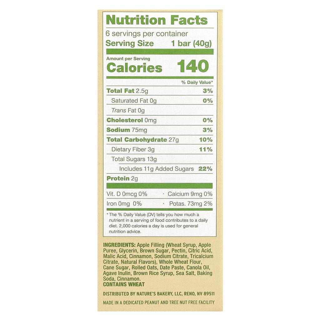 Nature's Bakery, Oatmeal Crumbles, Apple Flavor, 6 packs, 1.41 oz (40 g) each