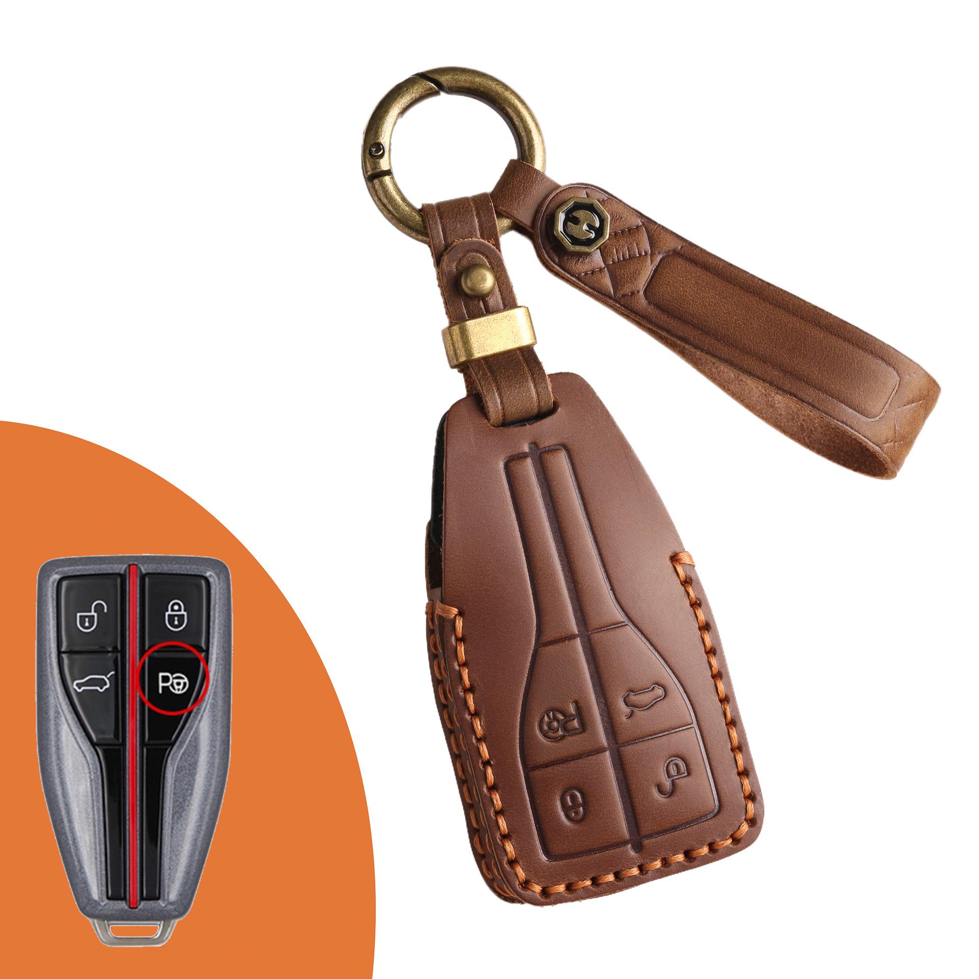 

Чехол для ключей из натуральной кожи премиум-класса для Hongqi HS5, H9, EQM5, HS7 — ретро, креативный, дизайн ручной работы