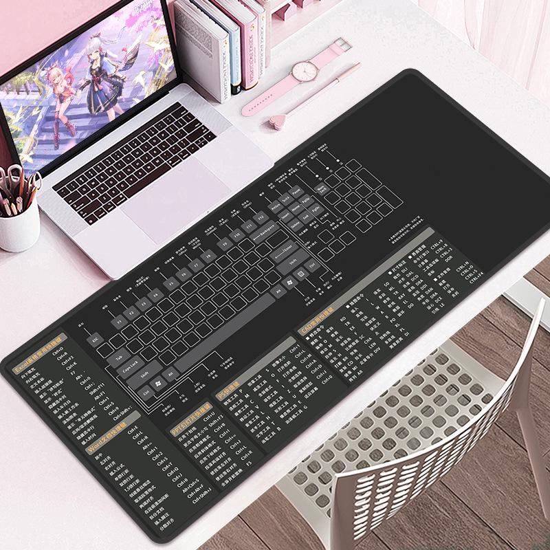 Extra Large Cartoon PS Hotkeys CAD Mouse Pad - Non-Slip Desk Mat for Keyboard & Laptop