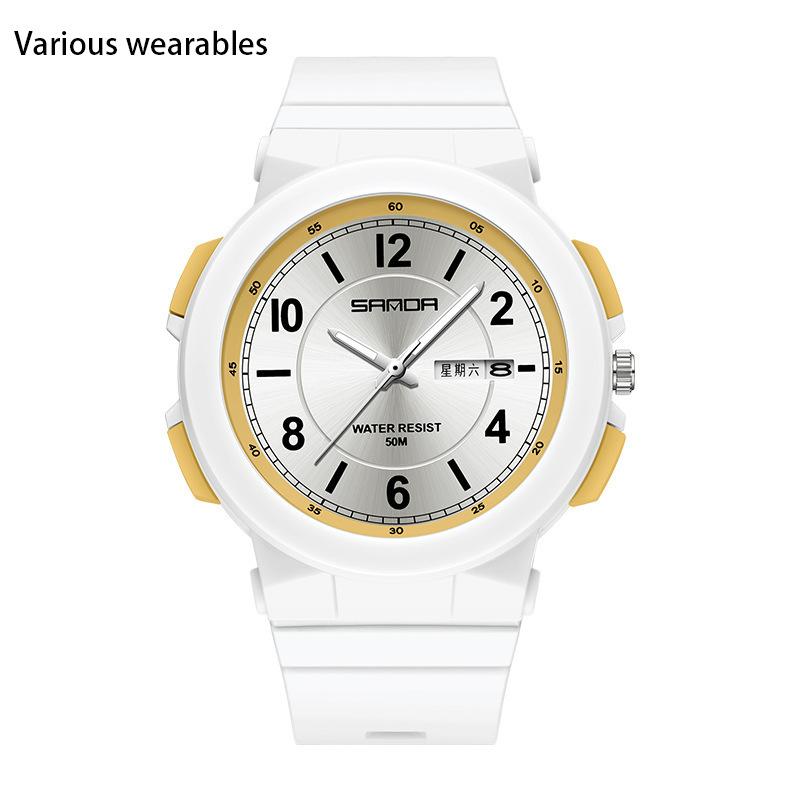 New Style Electronic Form Movement Double Calendar Fashion Trend Personality Male and Female High School Watch