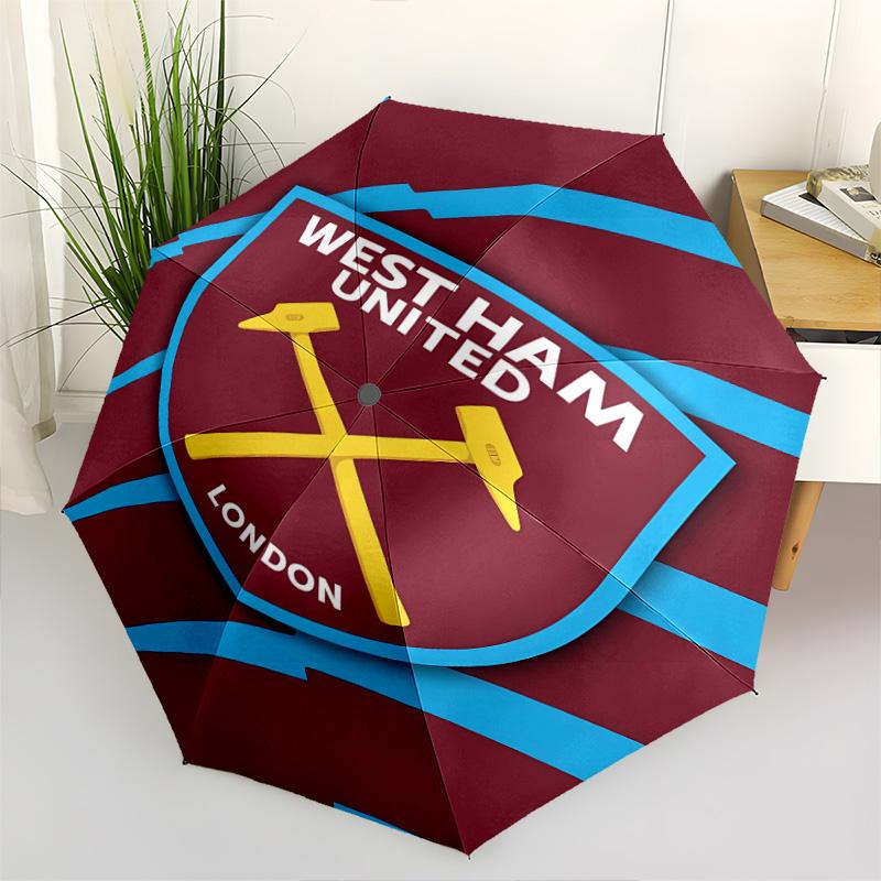1 PC Automatic Folding Umbrella - West Ham Pattern Portable Foldable Design With 8 Ribs Christmas Birthday Gifts
