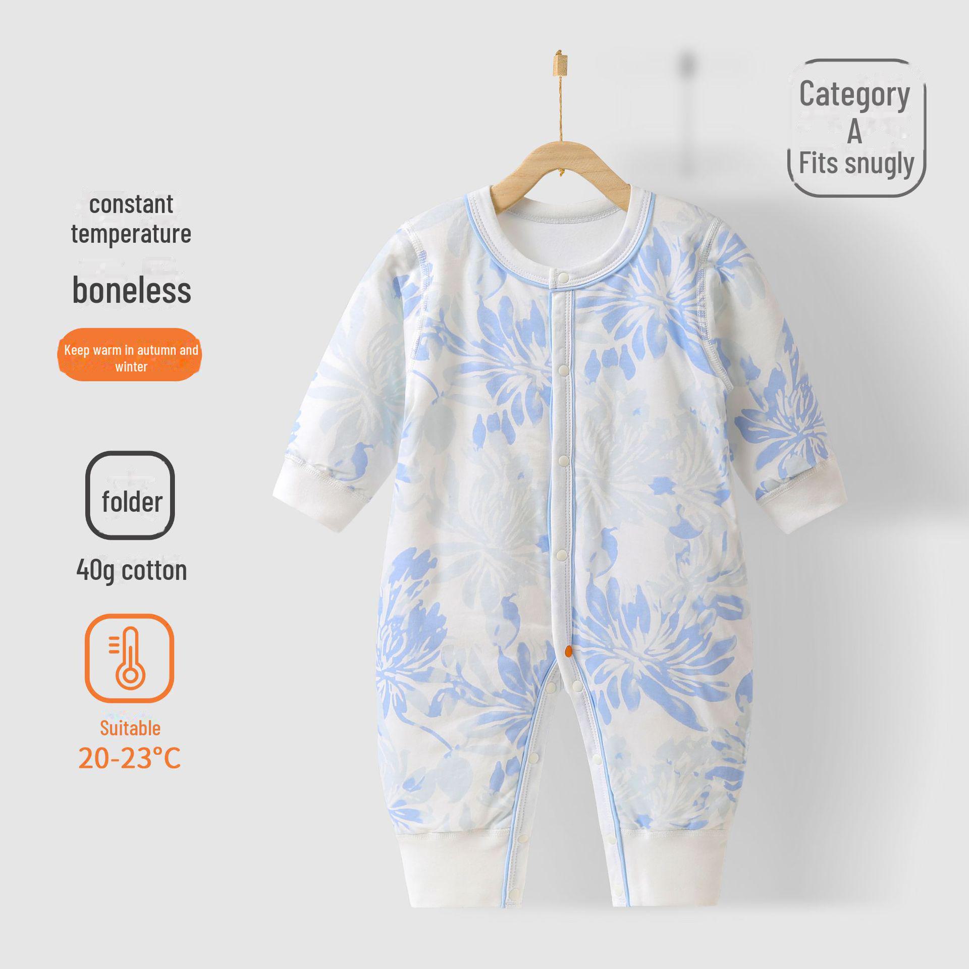 

Детский стеганый комбинезон унисекс - 100% хлопок, теплый, с длинными рукавами, 40 г, идеально подходит для ползания 90 cm