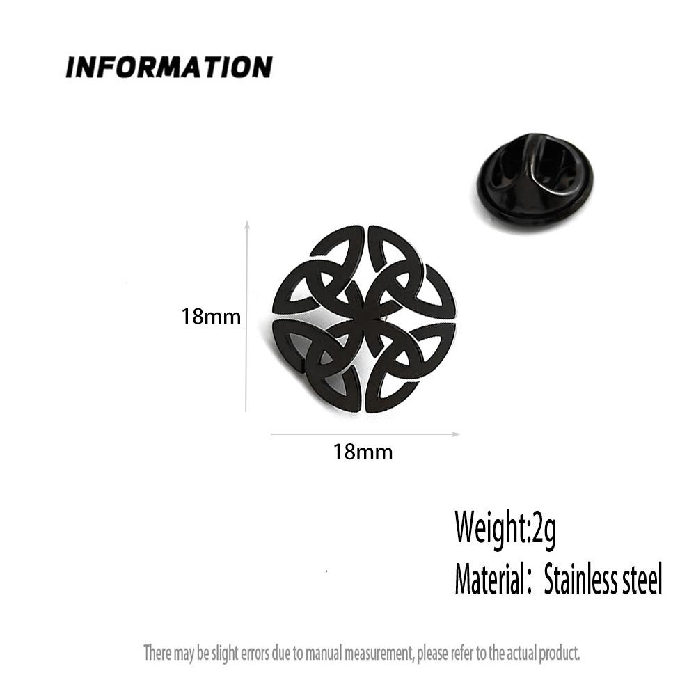 Insignă rotundă cu nod celtic placată cu aur, ac de rever pentru costum, oțel inoxidabil negru, buton anti-călcare pentru femei, broșă pentru bărbați