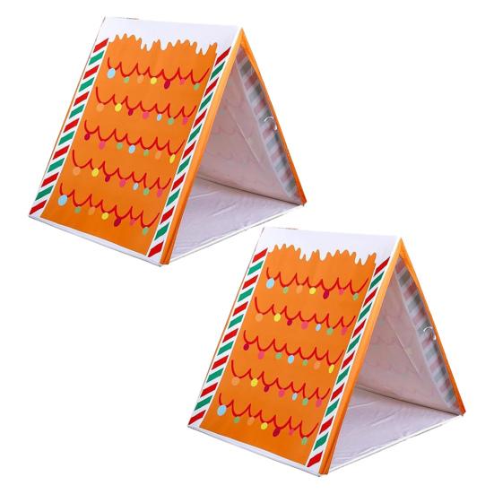 Gingerbread Christmas Tent 43" X 33" Brown Christmas Sleepover Tent for Kids Gingerbread Play Tent House for Indoor Holiday Party