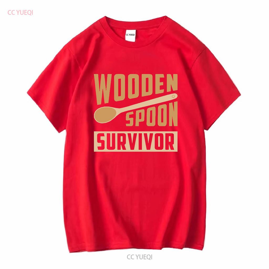 Wooden spoon survivor mens T Shirt unisex funny joke novelty slogan retro fashion comedy design top classic cool meme vintage