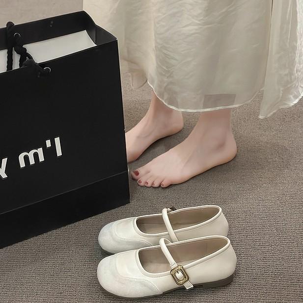 

С юбкой мягкая подошва одинарная обувь женская 2025 новая французский темперамент Мэри Джейн женская обувь балетки с мелким вырезом нежные балетки 40