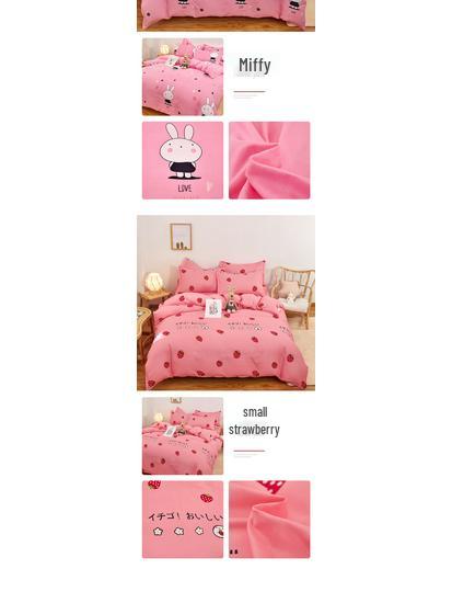 Cartoon Flannel Bed Sheet - Double or Single Size, Perfect for Dorms, In Stock