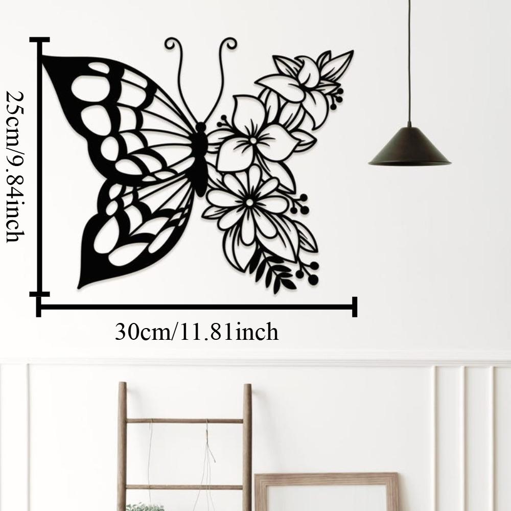 

Butterfly Metal Wall Decor, 3D Flower Art for Home, Handmade Iron Sculpture, Living Room Ornament, Unique Gift 12in чёрный