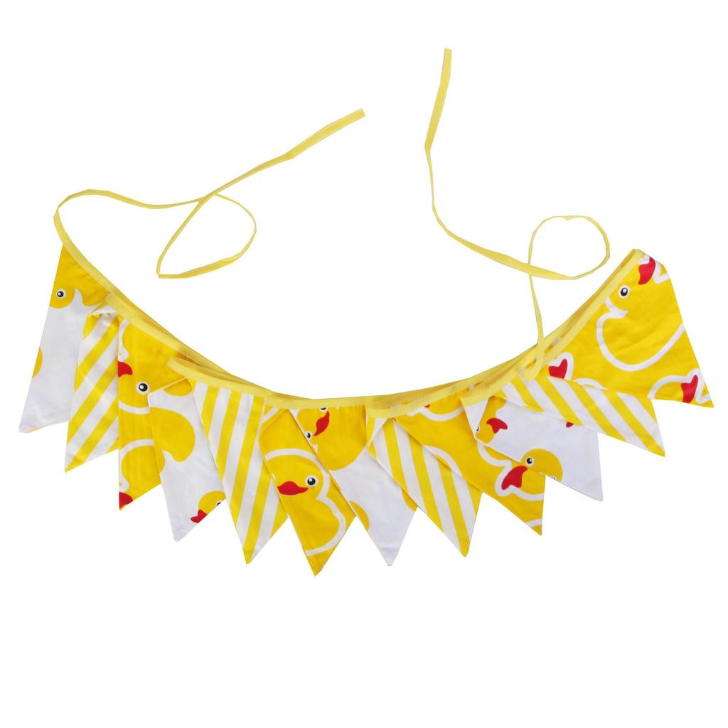 Kids' Yellow Duck Birthday Party Triangle Flag - Cotton Cloth Decoration for Children's Room or Kindergarten