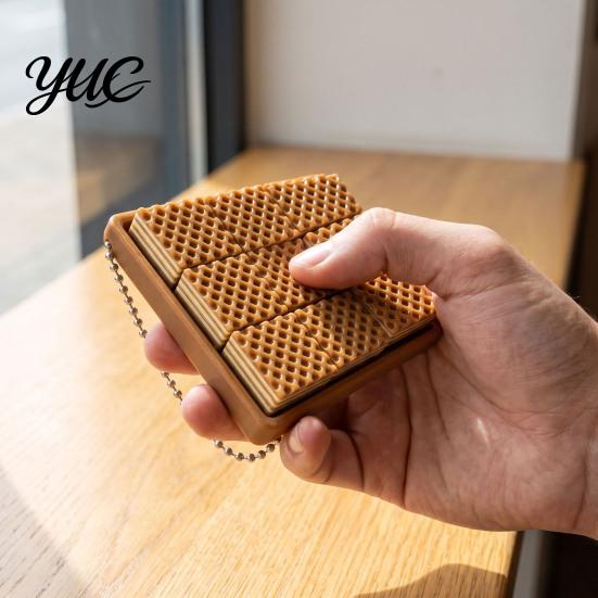Stress Relief Toys 3D Printed 9-Square Fidget Clicker Toy, Simulation Fruit Cookie Pressing Portable Desk Fidgets Keychain, Click Desktop Ornament,