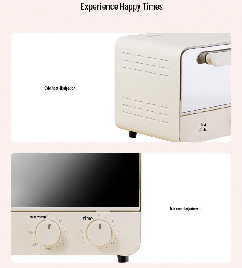12L Multifunctional Mini Electric Oven with Mirror Finish