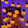 Halloween LED Pumpkin, Ghost & Bat Decorative String Lights for Courtyard Party - Colorful Atmosphere Lights