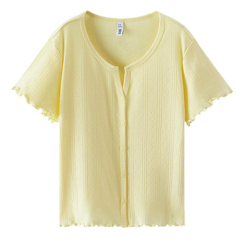 Semir Women's Slim Fit Ruffle Trim Cotton T-Shirt