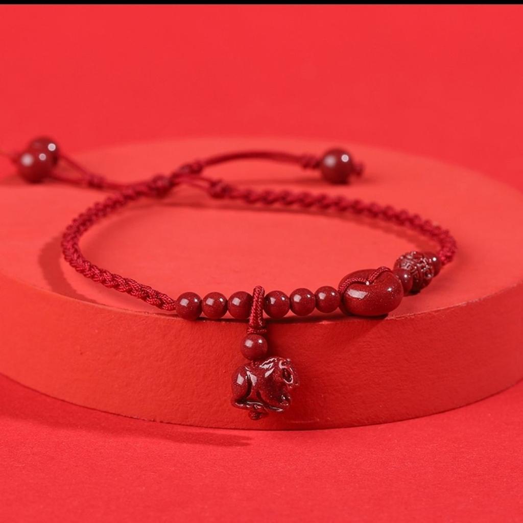 Men's and Women's Zodiac Natural Cinnabar Red Rope Anklet Female Girlfriend Anklet Female