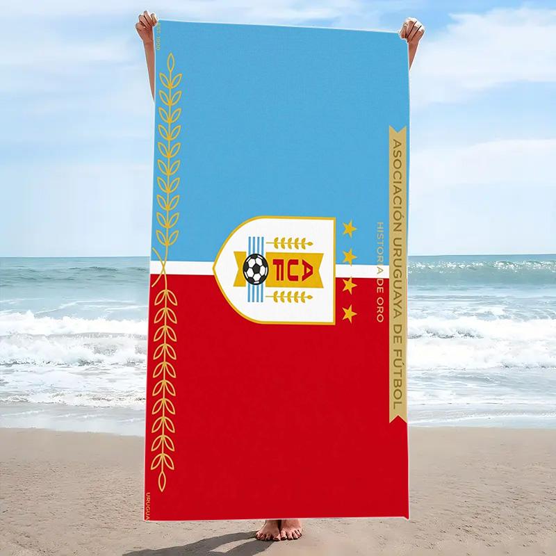Uruguay Celeste Football Print Beach Towel, Large Soft Quick Dry Towel for Beach Camping Swimming