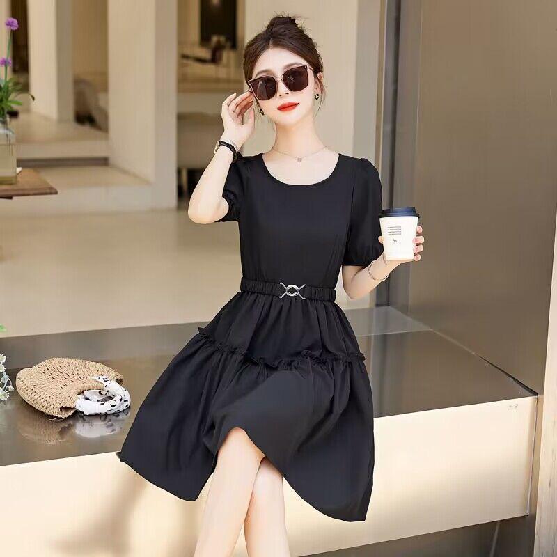 Elegant Super Fairy Puff Sleeve Petite Dress, Summer 2025, Slimming Elastic Waist