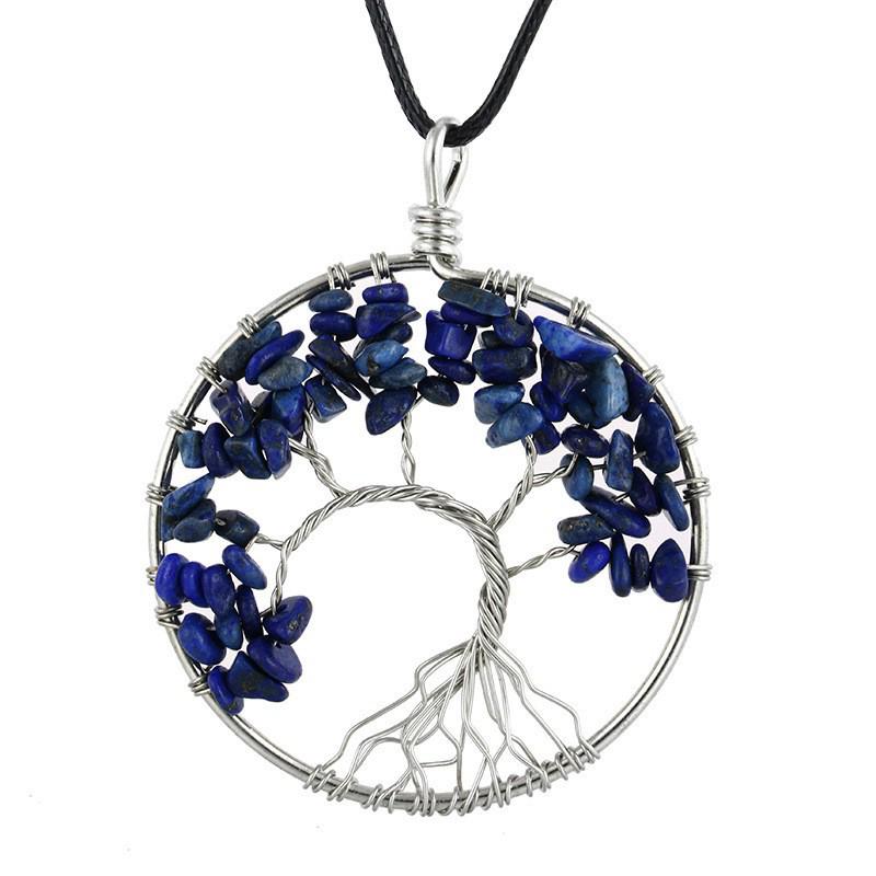 Amethyst Tree of Life Pendant with Colorful Stone Accent