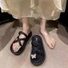 Cool slippers women's summer fashion wear butterfly diamond shining versatile princess style toe slippers