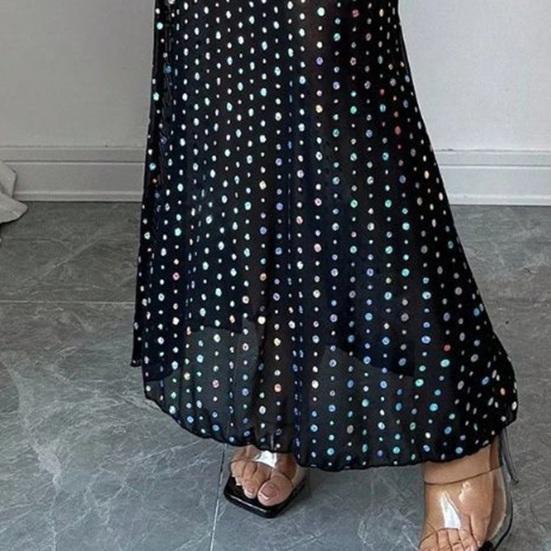 Spódnica Midi Wysoki Stan Jednolity Kolor Ozdoba z Cekinów Spódnica Podwójna Warstwa Tiulowa Wyszczuplająca