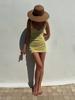 Sexy Butter Yellow Beach Mini Dress 2025 Women Summer Swimsuit Cover Up Chic Straps V-neck Sleeveless Holiday Party Dresses K215