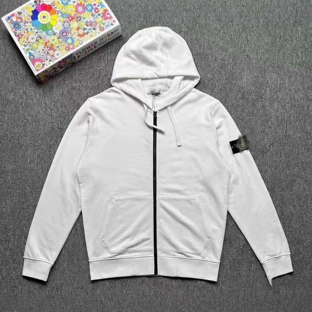 Bluza z kapturem rozpinana z haftem kamieniami – Casualowa gładka bluza sportowa – Unisex