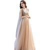 Champagne evening dress 1011 new summer art examination female student banquet annual meeting fringed officiating dress skirt
