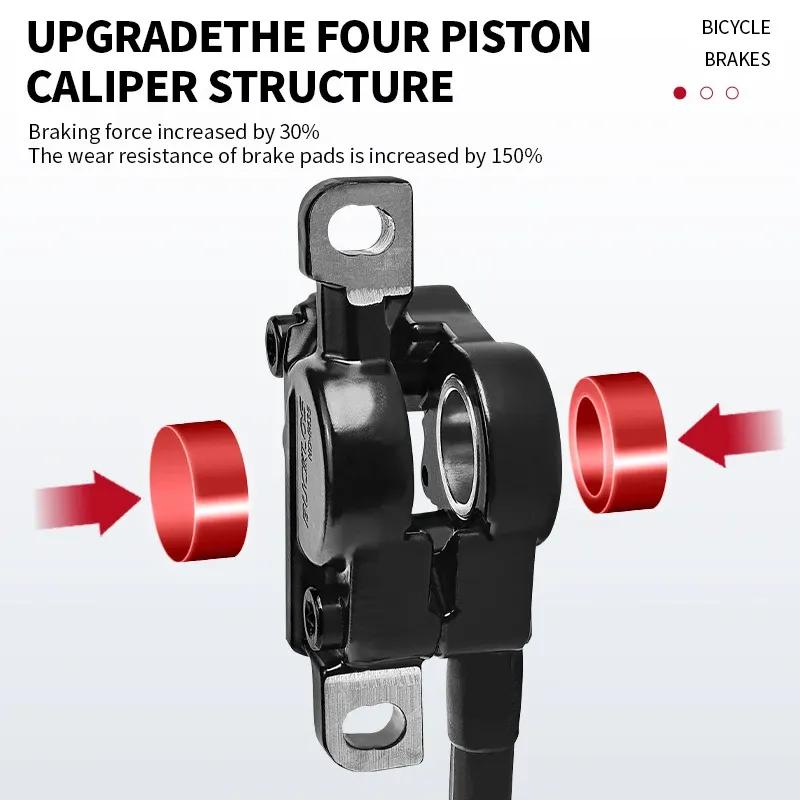 BUCKLOS 2 Piston Power Off Electric Bicycle Brakes for E-Bike Folding Bike Scooter with Rotor Hydraulic Disc Brake Bike Brakes