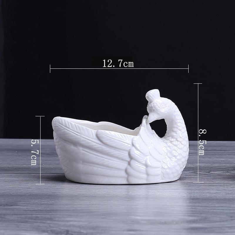 Horticultural Creative New Succulent Flower Pot Simple White Peacock Ceramic Flower Pot Ornament peacock