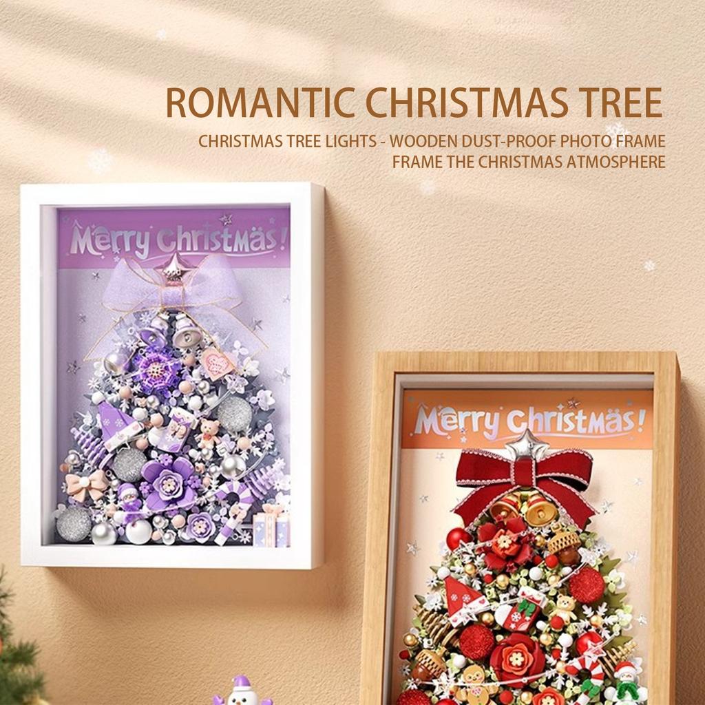 Christmas Tree Photo Frame BuildingBlocks, Small ParticleAssembly Toys, Light 3d Painting Ornaments, Christmas Handmade Diy Gifts