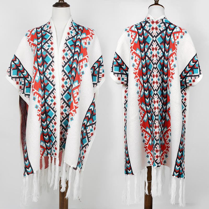 Bohemian ethnic style winter shawl scarf dual-purpose women s spring and autumn thickened long wool cape cape coat 200*85cm