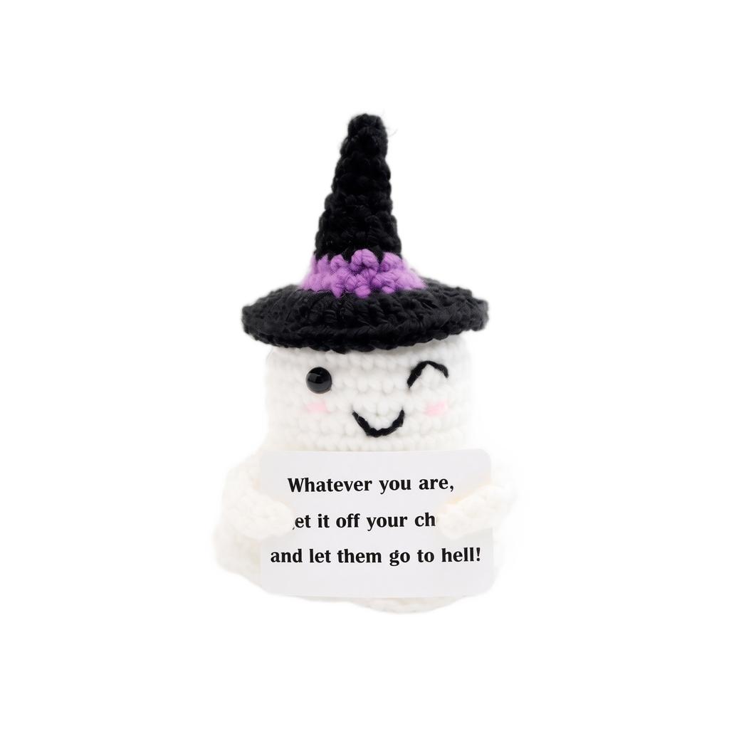 Muñeca de Felpa Tejida a Mano Juguete de Halloween Suave Rellena Amigurumi Fantasma Tejido a Mano Decoración para Exhibición Estacional y Coleccionable