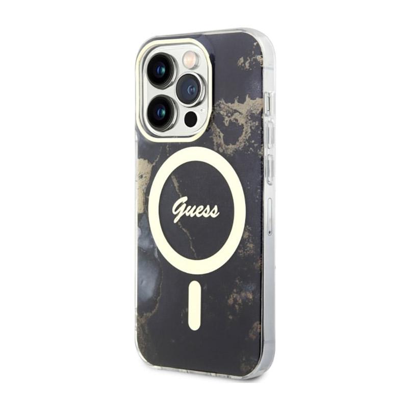 Guess Golden Marble Magsafe - Etui Iphone 14 Pro Max (Czarny)
