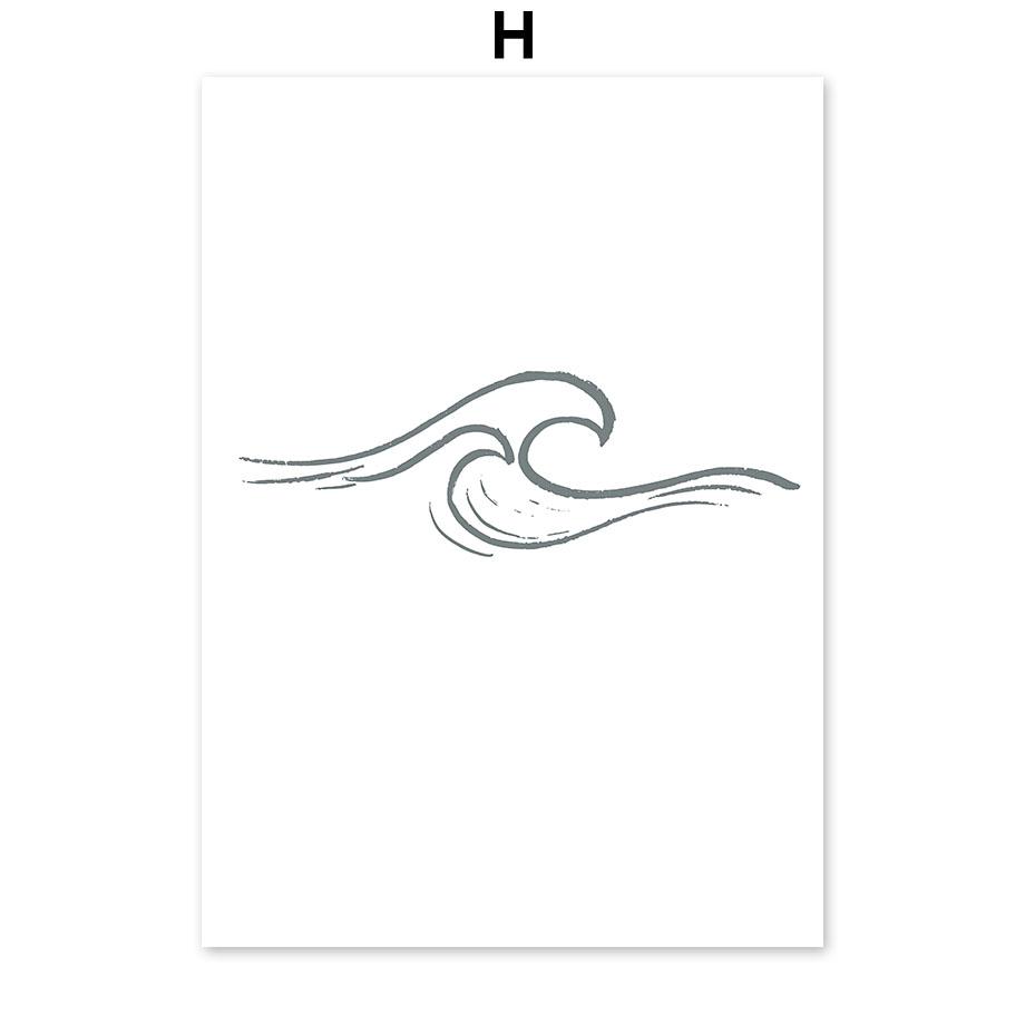 Linie Val Plajă Palmier Surf Pasăre Boho Postere Și Imprimeuri Pictură pe Pânză Artă Nordică de Perete Imagini Pentru Living Decor Acasă