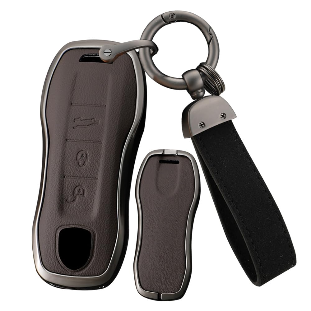 [ontto] Porsche Smart Key Case Key Holder Alloy + Leather Key Cover for Panamera