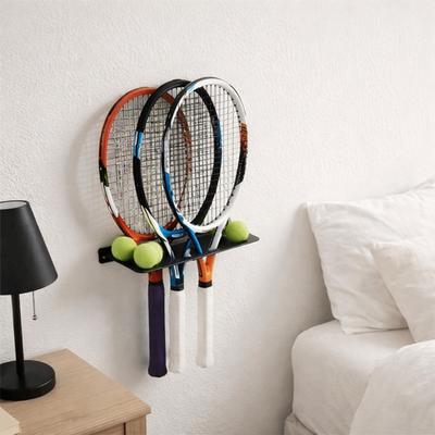 Wall-mounted Sports Ball Storage Rack Space Saving Iron Badminton Racket Storage Rack Large Capacity Tennis Racket Display Rack