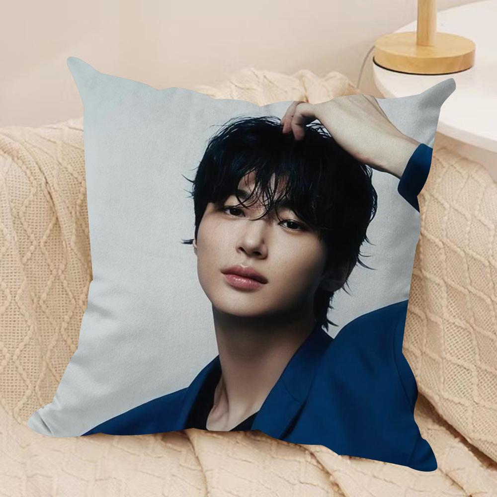 BByeon Wooseok Korea Cushion Cover Silky Short Plush DoubleSided Printed Pillow Case for Sofa All Seasons Home Decor Gift