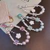 Mobile Phone Lanyard Short Style Wrist Pendant Pearl Chain Bow Flower Pendant Decoration Universal Phone Case Anti Loss Lanyard