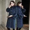 Kabát ze střižní ovčí kůže Středně dlouhý kožich s vlnou a kožešinou pro ženy Nový kabát s límcem z liščí kožešiny