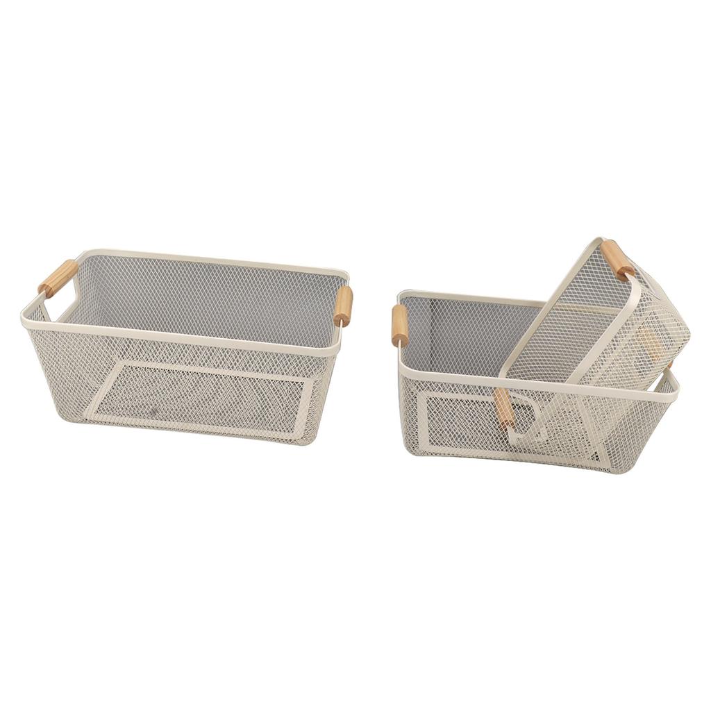 3 ks Kovový drátěný úložný koš Velkokapacitní Dekorativní Pevný Úložný koš z tepaného železa na knihy