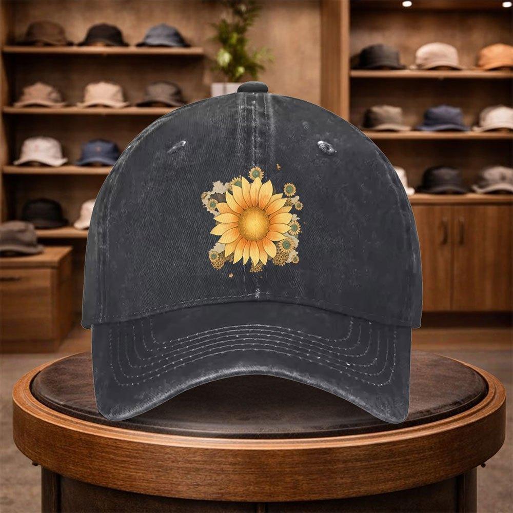 Sunflower Print Baseball Cap Casual Snapback Fashion Hat Adjustable Outdoor Leisure Cap for All Seasons Ideal for Travel a