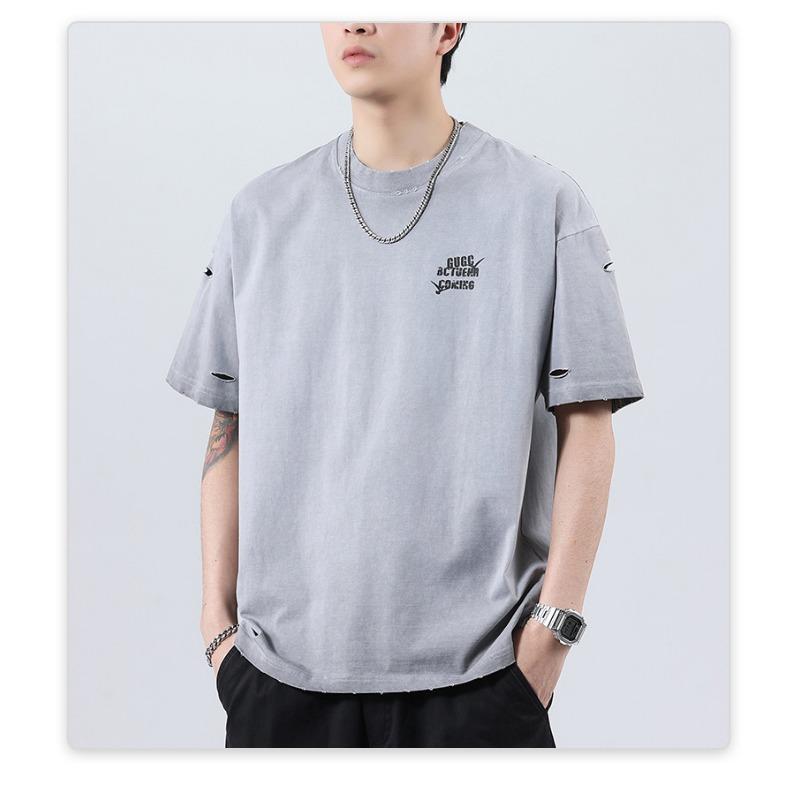 

Summer American High-density Knitted Loose Printed Men s T-shirt Short-sleeved 3XL