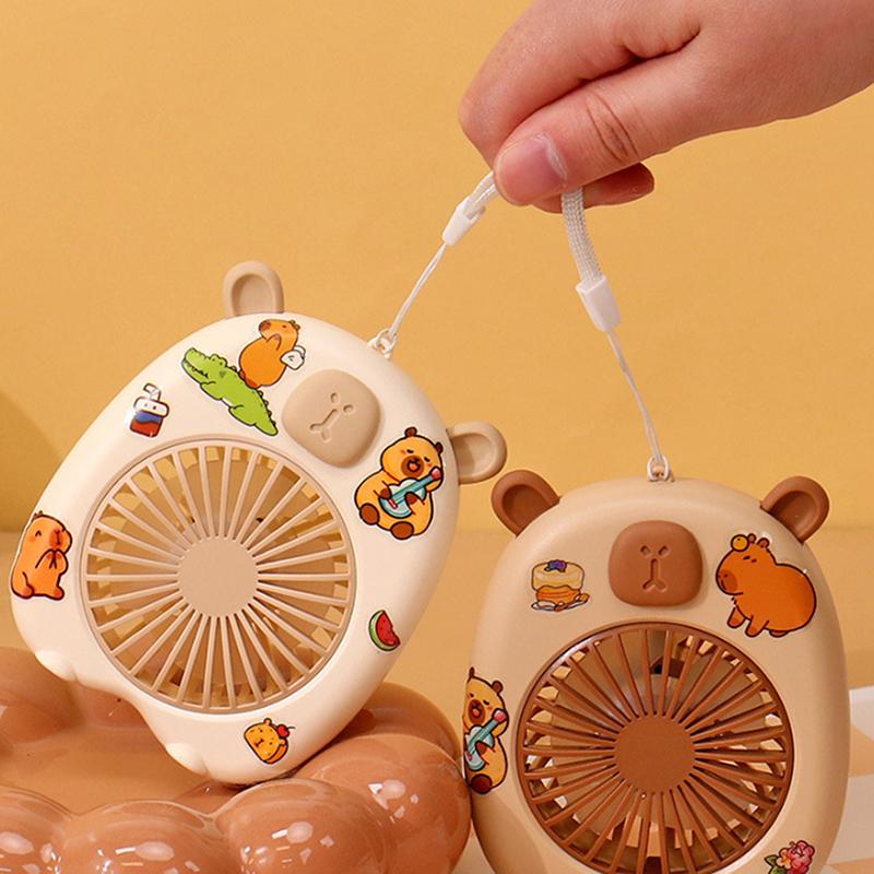 Roztomilá kapybara mini přenosný ventilátor ruční malý ventilátor USB nabíjení 3 rychlosti ruční ventilátor vhodný pro kancelář venkovní cestování kempování