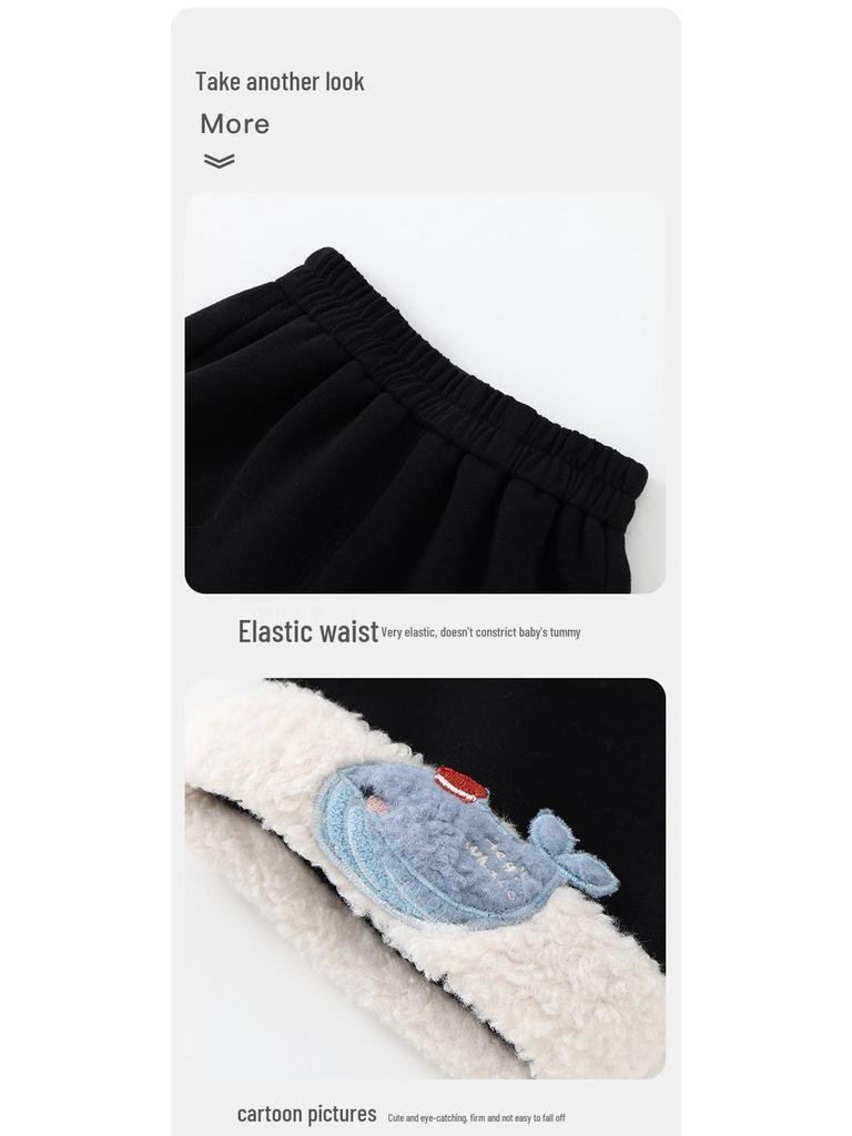 DUUDUU Warm Fleece-Lined Infant Wide-Leg Pants - Girls' Korean Style for Autumn/Winter 2025