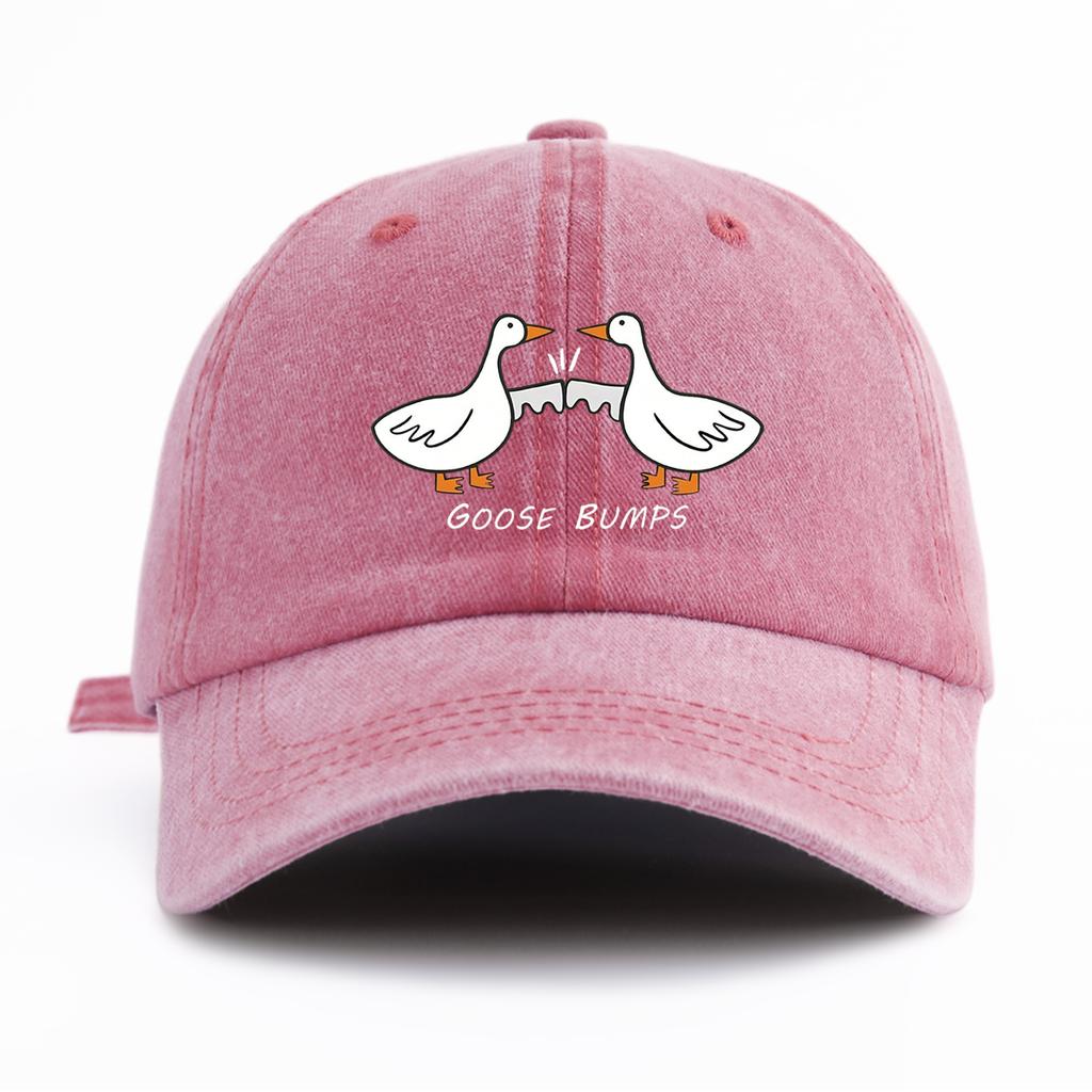 1 Stück GOOSE BUMP Aufdruck Gewaschene Baseballkappe für Erwachsene Minimalistischer Retro-Stil Lässig Weich Verstellbar Dad Hat Perfekt als Geschenk