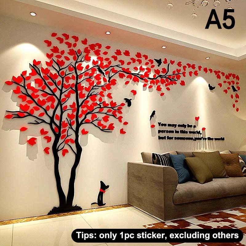 

3D Акриловые Наклейки на Стену в Виде Дерева Самоклеящиеся Домашний Фон Наклейка на Стену Наклейки на Стену Домашнее Украшение, Обои для Спальни
