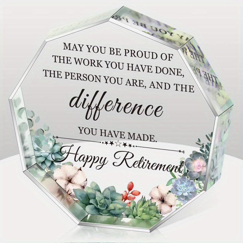 

Inspirational Retirement Keepsake, Perfect Gift for Teachers, Decor, Firefighters, Nurseries, Home Desk Living Room Acrylic Decoration, Classic Style 10*10cm