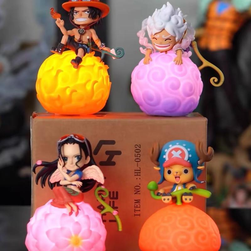 Genuine One Piece Devil Fruit Series Voice-Controlled Night Light Luffy Nico Robin Chopper Portgas·D· Ace Anime Figure Toy Gifts