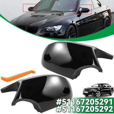 1Pair Glossy Black Rearview Side Mirror Covers Cap For BMW 1 3series E81 E82 E87 E88 E90 E91 E92 E93 LCI 51167205291 51167205292